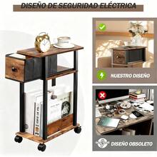 Office Furniture SetMesita de Noche con Ruedas Mesas Auxiliares de 2 Niveles con Cajón Tela Cuero Negro Buros para Recamara con Giratorias Sistema de Bloqueo Fácil de Montar para Baño Cocina Salón Oficina - Marrn - Ver 4