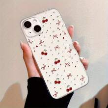 Funda de teléfono creativa personalizada, minimalista y a la moda: diseño de lazo de cereza transparente, material TPU de alta calidad, máscara de gas, orificios precisos, cobertura completa, diseño a prueba de golpes y anticaídas, resistente a la suciedad y duradera, adecuada para  17/17 Pro/17 Pro Max/17 Air/ 16/16 Pro/16 Pro Max/16 Plus/ 15/15 Pro Max/15 Pro/15 Plus/ 14/14 Pro/14 Plus/14 Pro Max/ 13/13 Pro/13 Pro Max/12/12 Pro/12 Pro Max/11/11 Pro/11 Pro Max/XR/X/XS/XS Max. Es el regalo de cumpleaños perfecto para novias, novios, esposos, esposas, amigos o para uno mismo, innovador y a la moda, adecuado tanto para hombres como para mujeres. - Transparente 2855 - Ver 4