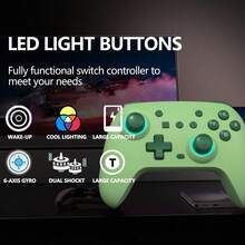 Wireless Controller, Suitable For Switch/Lite Controllers, With Dual Vibration/LED Lights, Gyro Axis, Motion Support Wake-Up, And Adjustable Turbo Function - 薄荷綠 - 查看 4
