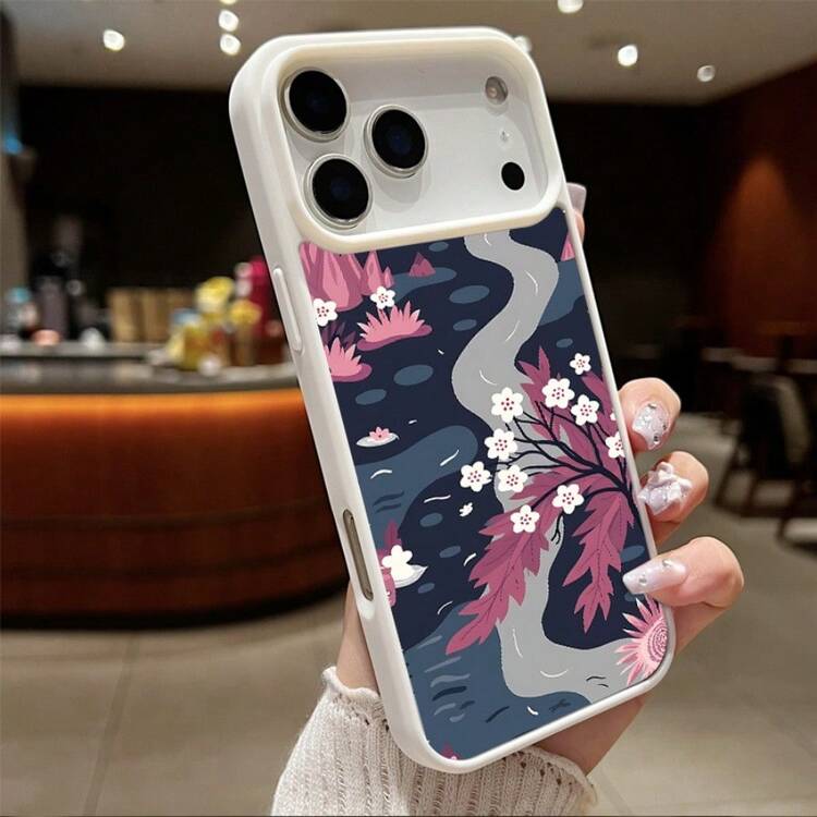 High-Quality Macaron Acrylic Magnetic Phone Case,Whispers of Spring A  Garden of Pink and Purple Magnetic Charging Phonecase Handy Case, Handy Cover For  11 12 13 14 15 16 17 17 Air 17 Pro 17 Pro Max Shock Resistant Protective Case - Azul - Añade 4