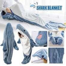 Shark Hooded Blanket, Super Soft & Cozy Warm Flannel - Wearable Hooded Sweatshirt For Adults & Teens, Shark Blanket Sleepwear, Cute Animal Cartoon Sleeping Bag Gift For Home & Outdoor Camping
