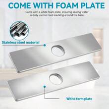 Kitchen Sink Faucet Hole Cover, Deck Plate Escutcheon - 1 Or 3 Hole Long Rectangle Cover Plate, Plumbing Cover Plates, 10 Inch Deck Plate Kitchen Faucet Or Bathroom: 304 Stainless Steel Nickel - Nickel - View 6
