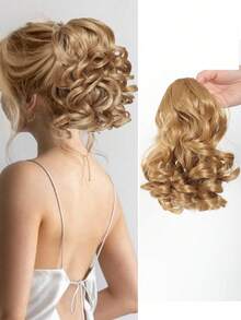 Ekstensi Rambut Ekor Kuda Pendek Keriting dengan Tali Serut, Potongan Rambut Sintetis Jepit, Elegan untuk Pemakaian Sehari-hari, Aksesori Rambut - MultiWarna - View 11