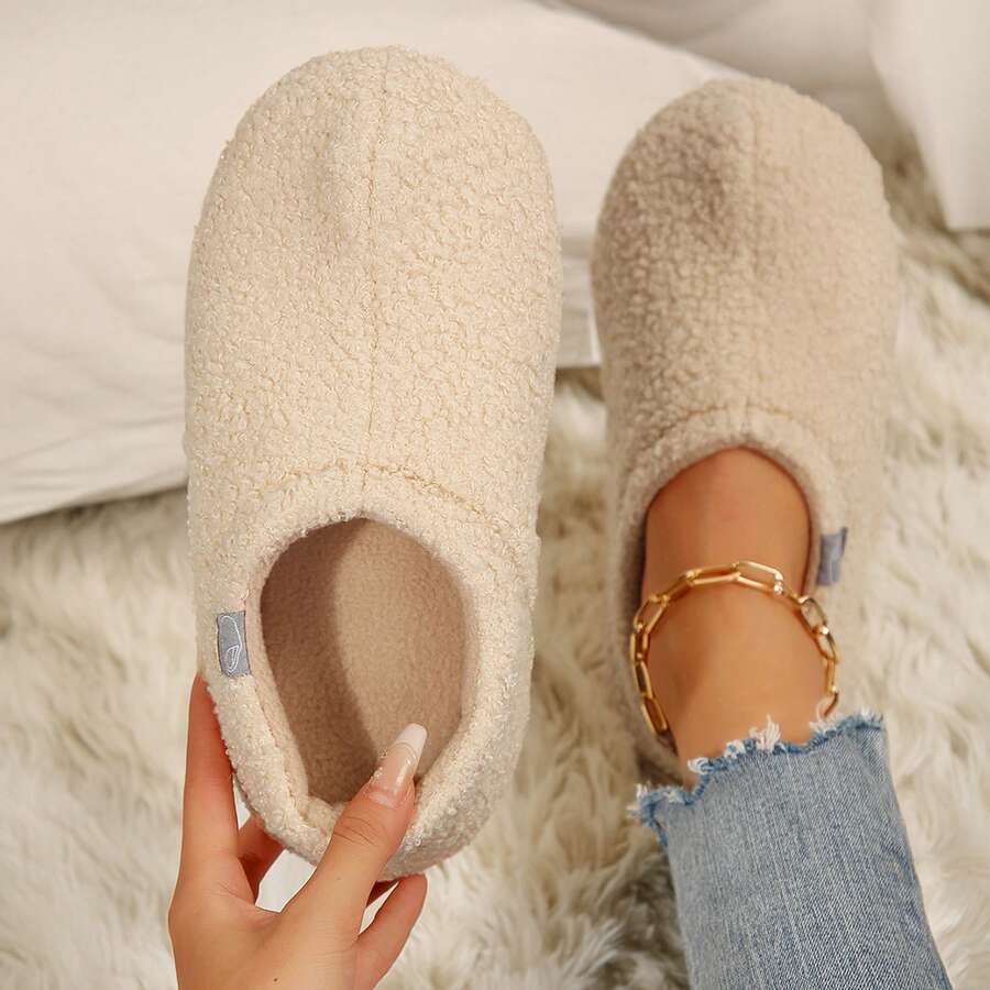 Womens Slippers With Memory Foam Soft Curly Full Lightweight House Shoes Cozy Loafer Polar Fleece Lining Fall Winter Indoor House Shoes Slippers Cotton Fuzzy Slippers Bedroom Slippers - 米色 - 查看 1