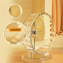 1pc Hamster Toy Set, Acrylic Material Quiet Running Wheel, Transparent Stand Exercise Spinner, Small Pet Play, Training, Entertainment Toy, Hamster Gift, Animal Festival Gift, Valentine's Day Animal Gift - Clear - View 3