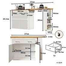 Extendable Bar Table With Storage (137-215*39*102.3 Cm), Modern And Mobile Bar Table, Telescopic Bar Table With One Drawer And Two Shelves, Bistro/Kitchen Island Style High Table, White - White - View 11