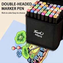 120/168 Colors Dual Tip Marker Pen Set, Student Sketch Animation Markers, Adult Coloring & Illustration, Essential For Christmas, Halloween, Office & Back To School Supplies, Ideal Birthday Gift - Multicolor - View 3