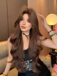 4英寸×1英寸蕾丝前额卷发假发，锈棕色，28英寸长，外观自然，适合日常佩戴 - 鏽棕色 - 查看 3