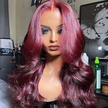 NARNI 28 30 Inch 99j Burgundy Lace Front Wigs Human Hair Red Burgundy Wig Human Hair 250% Density 13x4 HD Body Wave Lace Front Wigs Pre Plucked Glueless Lace Front Wigs Human Hair For Women 100% Brazilian Virgin Lace Frontal Human Hair Wig - 99j burgundy - 查看 10