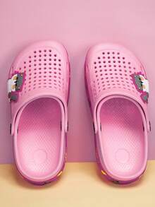 Kids' All Season Sandals, Fashionable Thick Sole Slippers, Waterproof Anti-Slip Outdoor Beach Shoes, Closed Toe - Pink - View 6