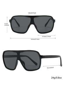 1pc Women's Plastic One-Piece Large Frame Classic Retro Elegant Minimalist Casual Daily Versatile Hip-Hop European And American Influencer INS Fashion Fashion Glasses, Suitable For Street Photography - Multicolor - View 2