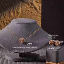 dazzdelic 2pcs Set Italian Crafted Tri-Color Copper Bead Handwoven 3D Floral, Heart, Rectangle Necklace & Earrings Set, Everyday Wear For Women - 2 Piece Set - View 7