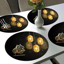 2片/4片/6片装斋月主题硅胶餐垫，斋月礼物，斋月装饰，适用于餐桌、咖啡吧、四季皆宜的装饰，可水洗，房间装饰，杯垫，沥水垫，厨房餐桌垫，室内外派对装饰，家居装饰，理想礼物 - 彩色 - 查看 7