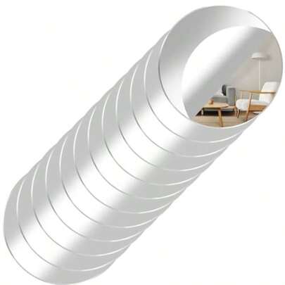 12 Pack Acrylic Round Mirror 4 Inch Non Glass Round Mirror Plate Self Adhesive Mirrors Stickers Acrylic Plate Circle-Mirrors Trays For Wedding Table Center DIY Crafts Home Wall Candle Decor