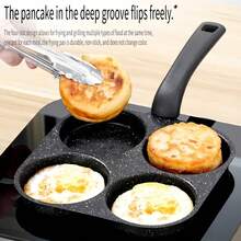 Four-In-One Cast Iron Egg Cooker, Non-Stick Single-Handled Frying Pan, Can Be Washed With Dishwasher, Compatible With Electric Stove, Multi-Functional Kitchen Gadgets, Can Be Used For Pancakes, Fried Eggs, Etc. - Multicolor - View 2