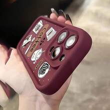 A Wine-Red High Bamboo Coffee Pattern Full-Coverage TPU Shockproof Phone Case, Compatible With Iphone 17, 16E, 16, 15, 14, 13, 12, 11 Mini Pro Max Air X XR XSMAX 8 7 Plus. It Features A Drop-Resistant Matte Back, Smartphone Protective Cover,Suitable For IPhone17 Air - 酒紅色 - 查看 6