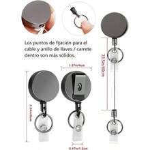 2 Piezas Llavero Retrctil, Yoyo para Gafete con Clip de Metal, Clip Retrctil para Tarjetas de Identificacin, Carrete retrctil con de 23.5 Pulgadas, Porta Llaves retractil Redondo - Circular - Ver 3