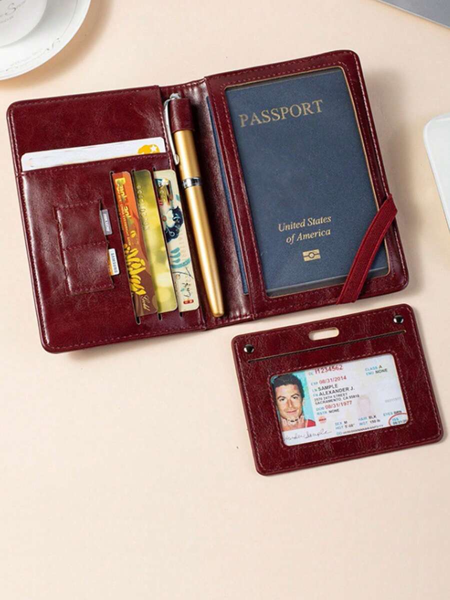 1个多功能防盗护照夹，旅行护照钱包，文件收纳包，防水护照套，一体式护照袋，男女通用，轻便旅行必备，邮轮旅行必备，度假必备，男女旅行必备，假日必备，返校必备