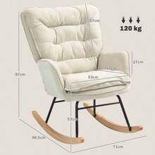 HOMCOM Rocking Chair, Swivel And Comfortable, With Armrests And Chenille Upholstery. Supports Up To 120 Kg And Is Perfect For The Bedroom Or Living Room. Colour: Beige. - 杏色 - 查看 3