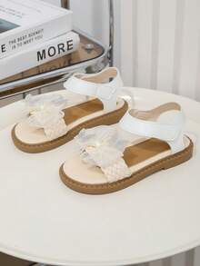 Girls' Bow Sandals Size 26-36 Adjustable Ankle Wrap Bohemian Sandals With Large Butterfly Decorations Summer Casual Shoes For Outdoor Play, Beach And Dressing