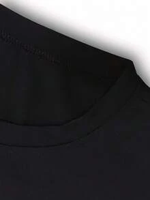 Women Anche Meno Pattern T-Shirt Casual Alphabet Print Crew Neck Soft Breathable Fabric Suitable For Spring SummerFall Loose Fit - Black - View 3