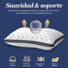 Almohada de cama de 65cm*45cm, disponible en paquetes individuales y dobles, lavable, transpirable, hipoalergénica, con funda de almohada extraíble, relleno de fibra, adecuada para dormir y descansar, almohada de hotel de lujo, hecha de fibra de poliéster de microfibra. - blanco - Ver 5