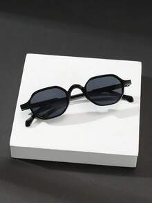 1 Pair Men's Fashionable Geometric Frame Glasses, Polycarbonate Temples, Lightweight, Suitable For Outdoor & Party - 彩色 - 查看 3