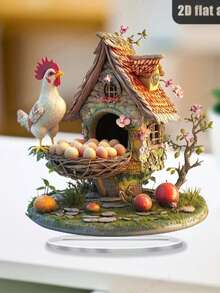 Targa in acrilico con gallo in stile bohémien - con supporto, decorazione rustica per casa e ufficio, perfetta per feste e vacanze - Multicolore - Visualizzare 2