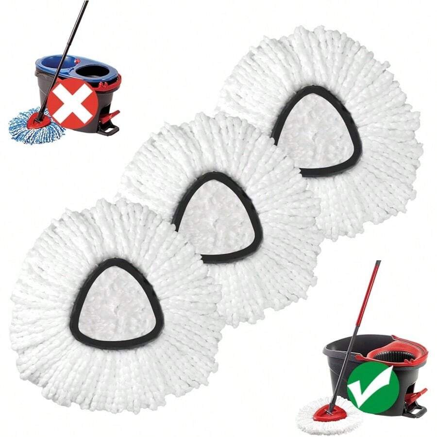 Mop Replace, 3 Pack Spin Mop Easywring 1 - System, Easy Cleaning, Microfiber, Washable - 1-水箱拖把頭(3個) - 查看 1