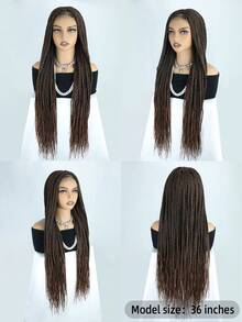 Full Double Lace Braid Wig With Baby Hair 36" Knotless Box Braided Wigs For Women Long Braided Lace Wigs Synthetic Braided Lace Front Wigs - Multicolor - View 5