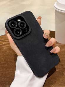 奢华哑光仿皮全包覆式摄像头镜头保护手机壳，兼容 17 Pro Max/16 Pro Max/15 Pro Max/16/15/14/13/12/11 Pro Max Plus/17 Air，镜头保护，防震软壳 - 黑色 - 查看 2