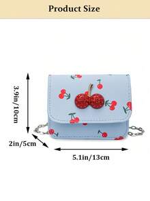 Cute Cherry Print Mini Square Bag, Cute Sweet Mini Lipstick Bag Chain Crossbody,Headphone Bag,Cute Flap-Over Crossbody Purse With Detachable Metal Chain Strap, Small Shoulder Bag For Travel, Parties & Daily Outings, Fits Keys, Lipstick & Coins In Black, Pink, White & Blue[US Local Warehouse]The Best Gift Choice, Birthday Gift, Christmas Gift - 彩色 - 查看 10