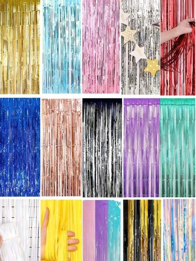 1件1*2米闪亮流苏帘幕背景装饰，适用于门、气球、生日、婚礼等场合。