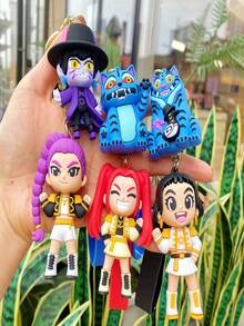 1个K-POP女巫组合钥匙扣，3D角色游戏人偶钥匙扣，单款可选，可挂在背包/车钥匙上，是情侣、朋友、新年礼物的理想之选。 - 彩色 - 查看 1