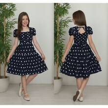 Krica Kids - Vestido Midi Infantil Manga Princesa Coração Festa 10 ao 16 - Azul Marinho - Visão 2