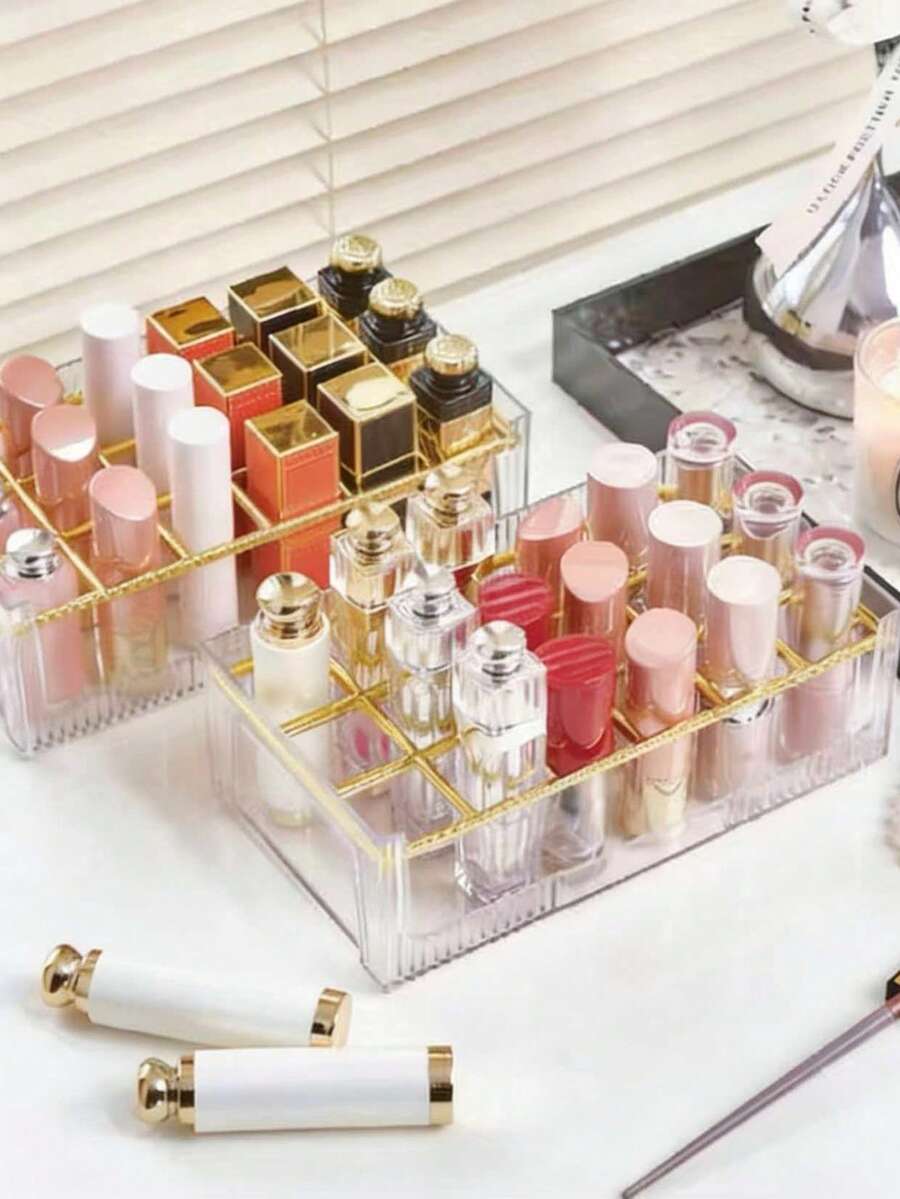Caja de almacenamiento de lápices labiales de 18 ranuras, organizador de exhibición transparente para brillo de labios, bálsamo labial, estante minimalista para lápices labiales, bolsa de maquillaje, esencial de viaje - Multicolor - Ver 1