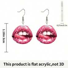 A Pair Of Vintage Valentine's Day Lip-Shaped Drop Earrings 2D Acrylic Vintage Lipstick Earrings Women's Party Earrings - Multicolor - Ver 5