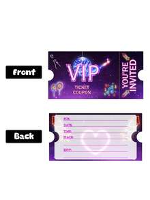 30 Thiệp Mời Sinh Nhật VIP Neon kèm Phong Bì, Thiệp Mời VIP Màu Tím, Thiết Kế Unisex (30 Thiệp và 30 Phong Bì), Thiệp Mời Sinh Nhật Hai Màu, Thiệp Mời Tiệc VIP Chủ Đề Phim Ảnh, Unisex - Đèn neon - Xem 8