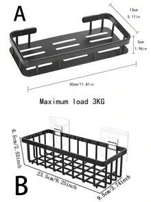 No Drill Bathroom Storage Rack, Wall-Mounted Bathroom Organizer Shelf, Suitable For Bathroom, Vanity, Toilet, Wall-Mounted Bathroom Shower Caddy, Bathroom Vanity Organizer, Wall-Mounted Adhesive Shower Caddy, Can Hold Shower Gel, Shampoo, Soap, Home Bathroom Decor, Bathroom Shelf, Autumn Decor, Back To School Bathroom - Multicolor - View 10