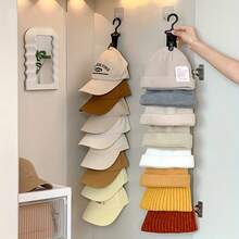 1PC Hat Storage, With 8 Clips, Can Hold 8 Baseball Caps, Gray And Black, For Home And Closet Hat Storage, Suitable For Home Scenarios, Wardrobe Hat Hanging Tool - 黑色 - 查看 2