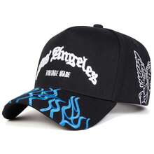 1Piece Men Letter Flame Embroidered Baseball Cap Outdoor Adjustable Sunscreen Leisure Hat Spring Autumn Travel Tourism Beach Vacation - 彩色 - 查看 3