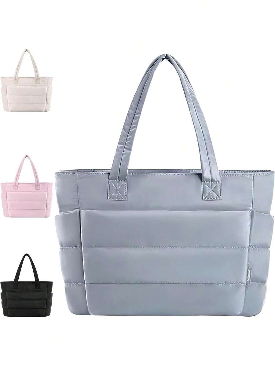 Bolso Tote para Mujer,Bolso Tote Ligero con Compartimentos,Bolso de Hombro Acolchado para Viaje,Trabajo,36701958 - Blanco - Ver 1