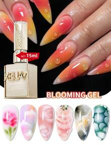 XEIJAYI 1pc 15ml UV LED Nail Polish - Protein Marble Watercolor Flower Printing Immersion Nail Polish, Suitable For Home Salon Nail Polish DIY - 無色 - 查看 1
