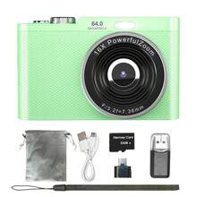 W&O Retro Digital Camera 32GB HD 1080P 44MP 2.4'' LCD Display Screen 16X Zoom Anti-Shake, Listen Music/Play Games, With 32GB Card, Rechargeable Mini Camcorder For Beginners, Ideal Gift For Birthday - Green - View 12