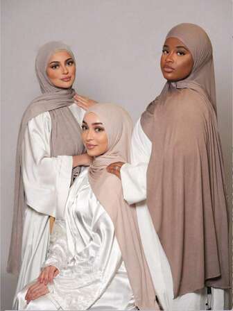 paquete de 3 piezas de hiyabs de jersey, paquete de valor con clásico sólido de algodón sedoso de 170*60cm de largo, cobertura instantánea para la cabeza, adecuado para uso diario casual, al aire libre, como regalo