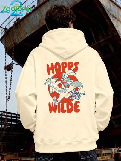 Disney 迪士尼疯狂动物城系列时尚史迪奇印花连帽衫，男士宽松长袖抽绳连帽衫，迪士尼印花秋冬连帽衫（男士套头连帽衫，黑色连帽衫，白色连帽衫，冬季连帽衫，灰色连帽衫，男士冬季连帽衫，加大码连帽衫）