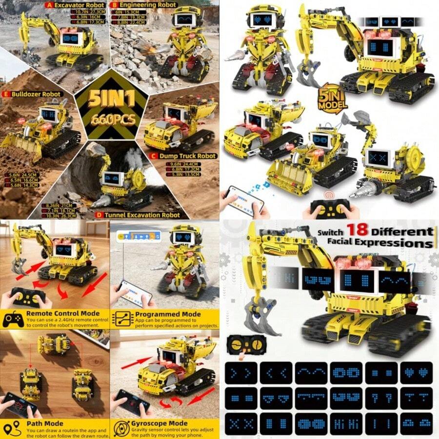 5-In-1 Programmable Robot Building Block Set For Age 6 7 8 9 10 11 12-14 With APP Or Remote Control And LED Display Screen STEM Educational Gift For Teen Boys And Girls 660PCSNot Only Can It Bring Enjoyment, But It Also Has Educational Value. - Multicolor - View 1