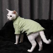 Classic Striped Two-Leg Jumpsuit Cat Clothes, Suitable For Sphynx And Small/Medium Cats, Machine Washable, Suitable For All Seasons
