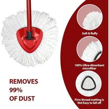 Mop Replace, 3 Pack Spin Mop Easywring 1 - System, Easy Cleaning, Microfiber, Washable - 6 Đầu + 1 Đế - Xem 5