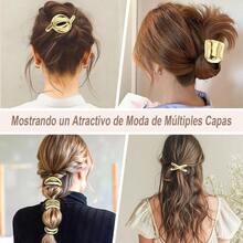6 Pcs Diademas Doradas, Elsticas Geomtricas de Metal, Diseo Moderno para Coletas, Vintage, Elegantes Accesorios Geomtricos para el Cabello, Regalo Perfecto para Mujeres y Nias - inicial - Ver 5